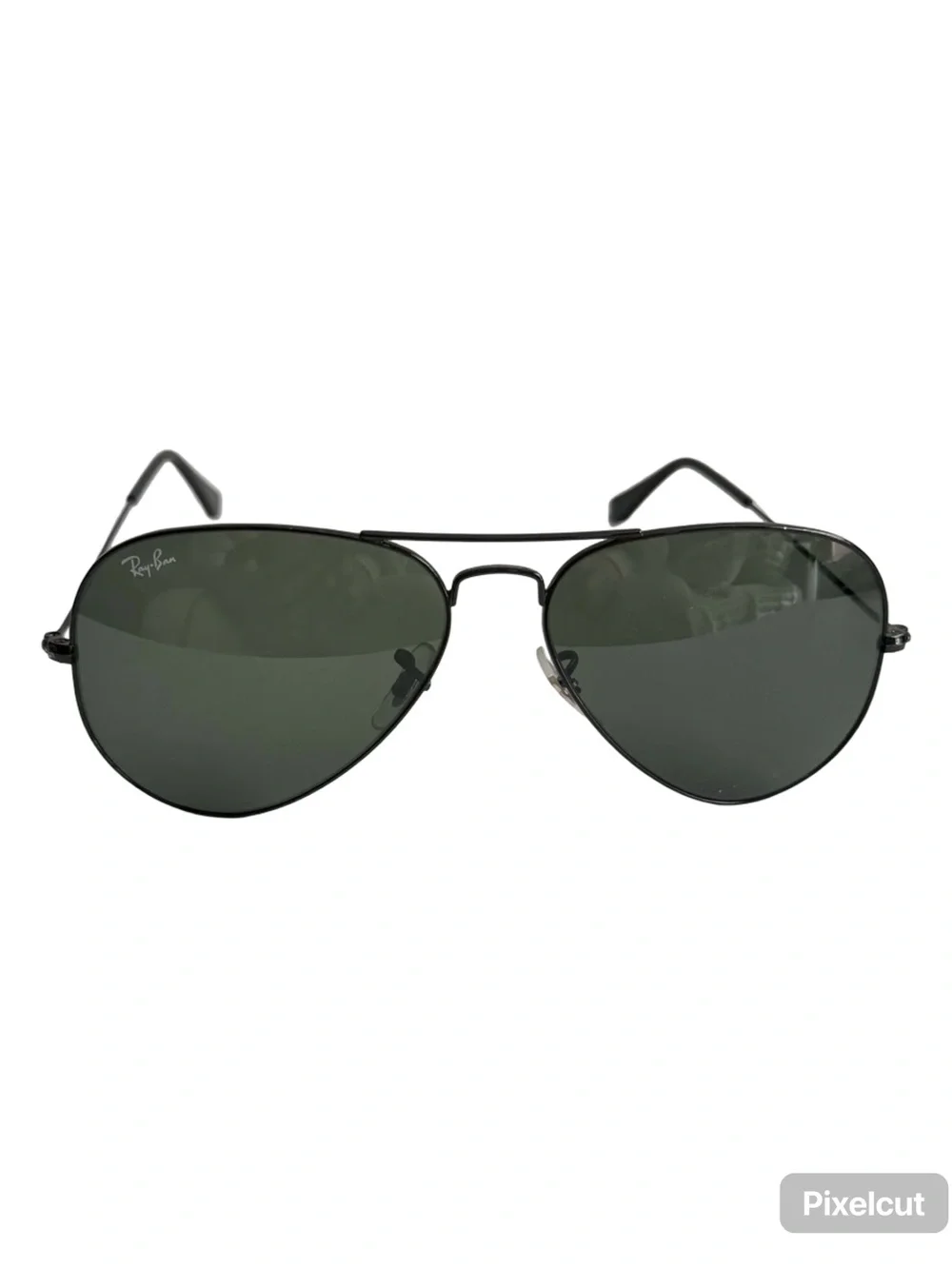 Unisex Ray-Ban Aviator Sunglasses - Black Frame with Green Lenses